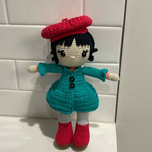 Hand Crafted Other - Handcrafted Chrissy Doll with Beret Holiday Toy Crochet Amigurumi Decor